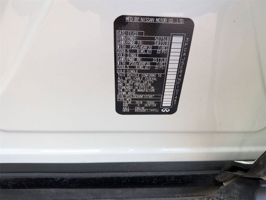 2022 INFINITI QX50 Sensory