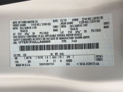 2020 Ford Ranger Lariat