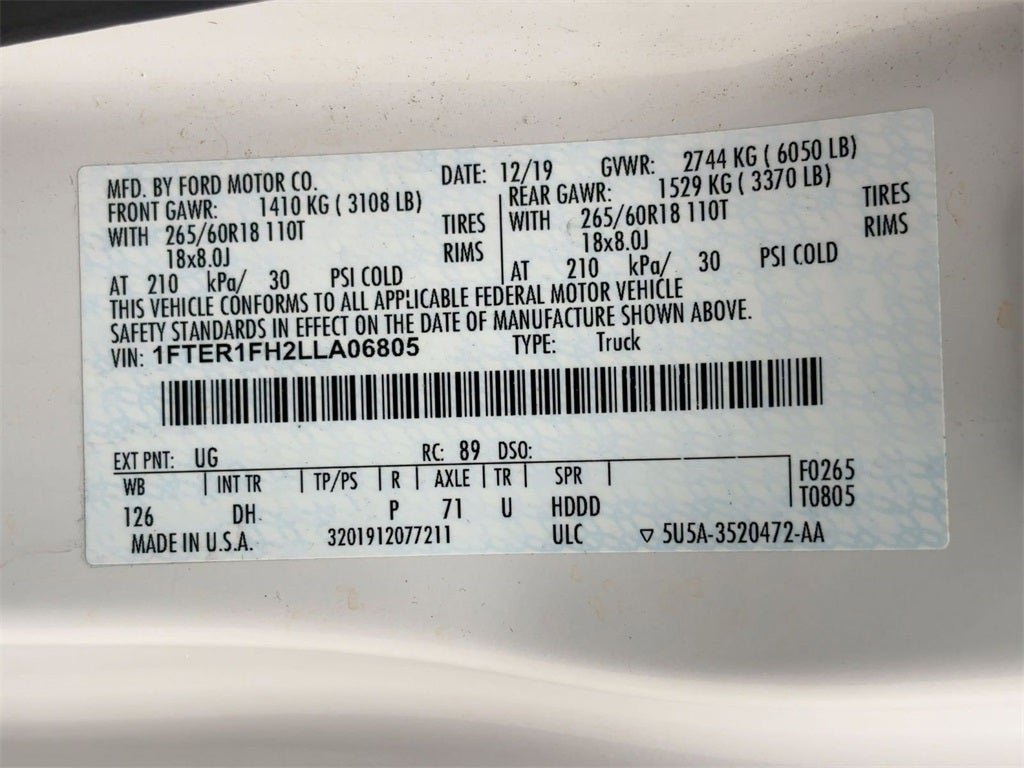 2020 Ford Ranger Lariat