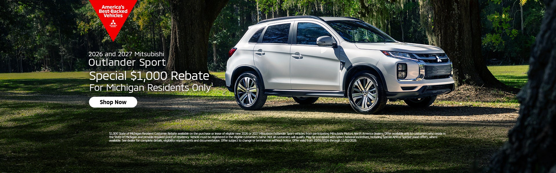 2027 & 2027 Outlander Sport Special $1,000 Rebate Michigan Residents Only